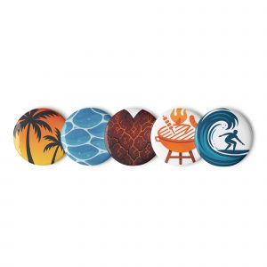 Set of pin buttons